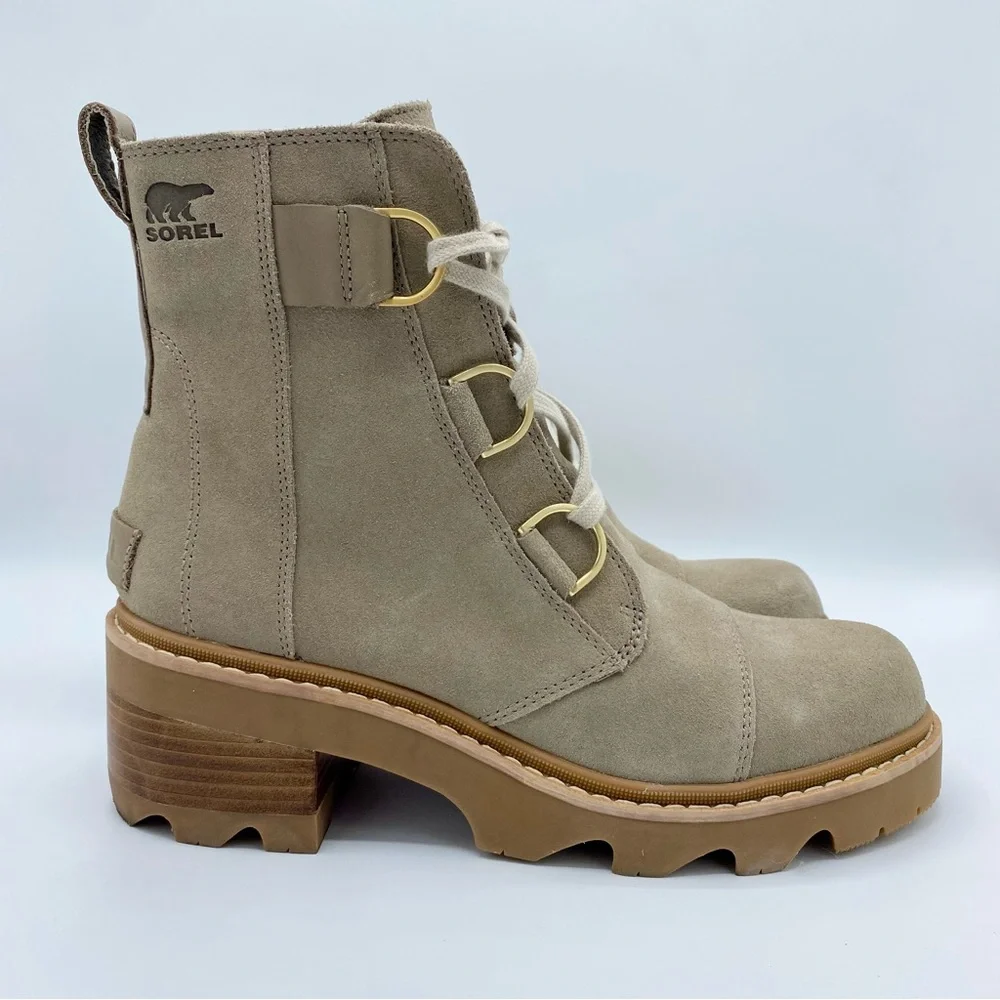 Sorel Omega Taupe Gum 2 Joan Now Lace-Up Boot Size 10